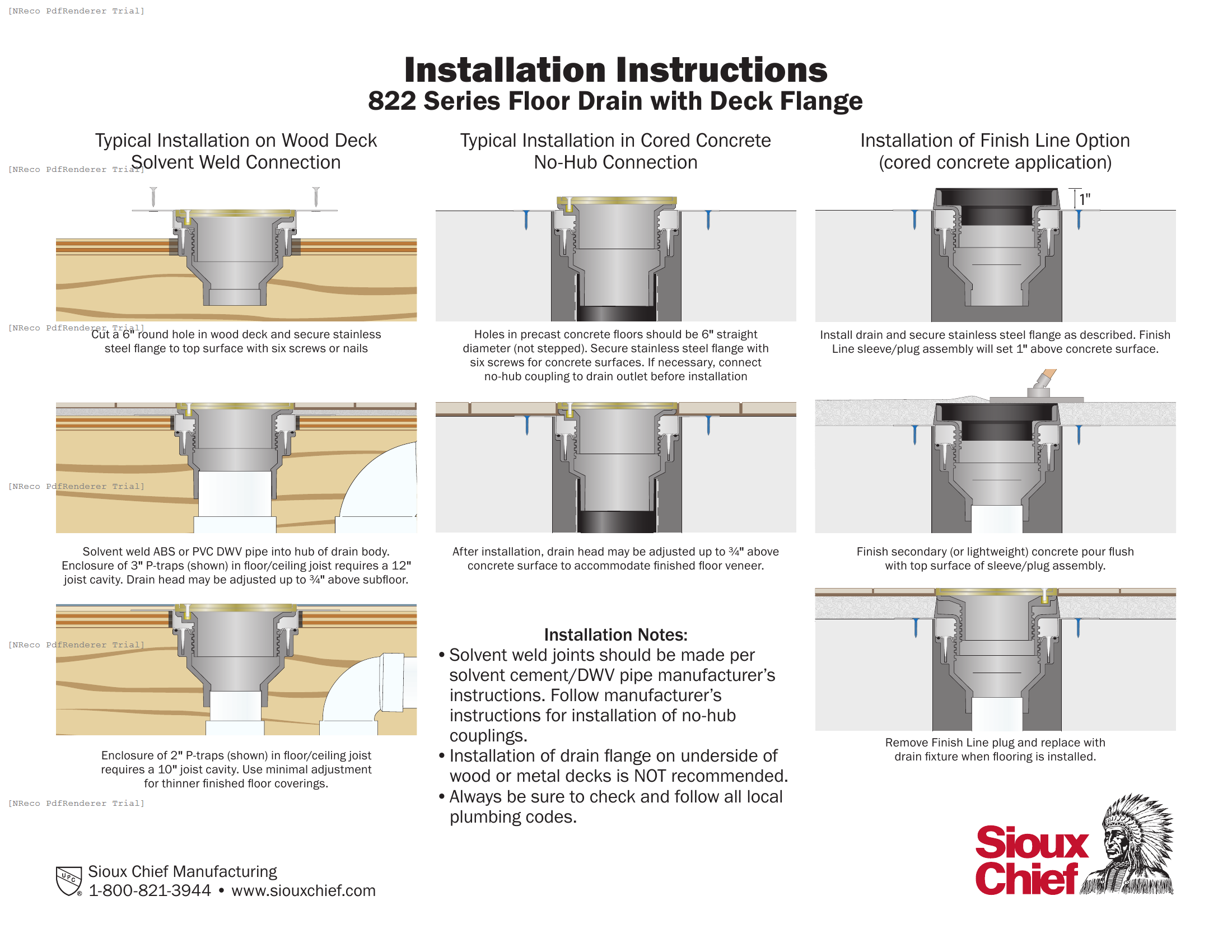 822 SERIES - HALO FLOOR DRAIN - INSTRUCTION SHEET.PDF Technical Document